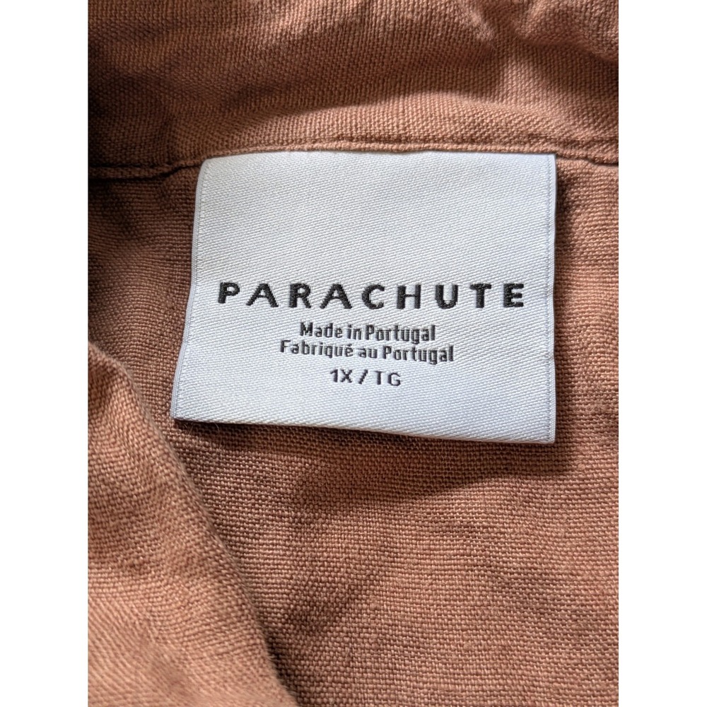 Parachute 100% Linen Shirt 1X Terra Cotta Oversized Button Front Top Relaxed - Picture 3 of 10
